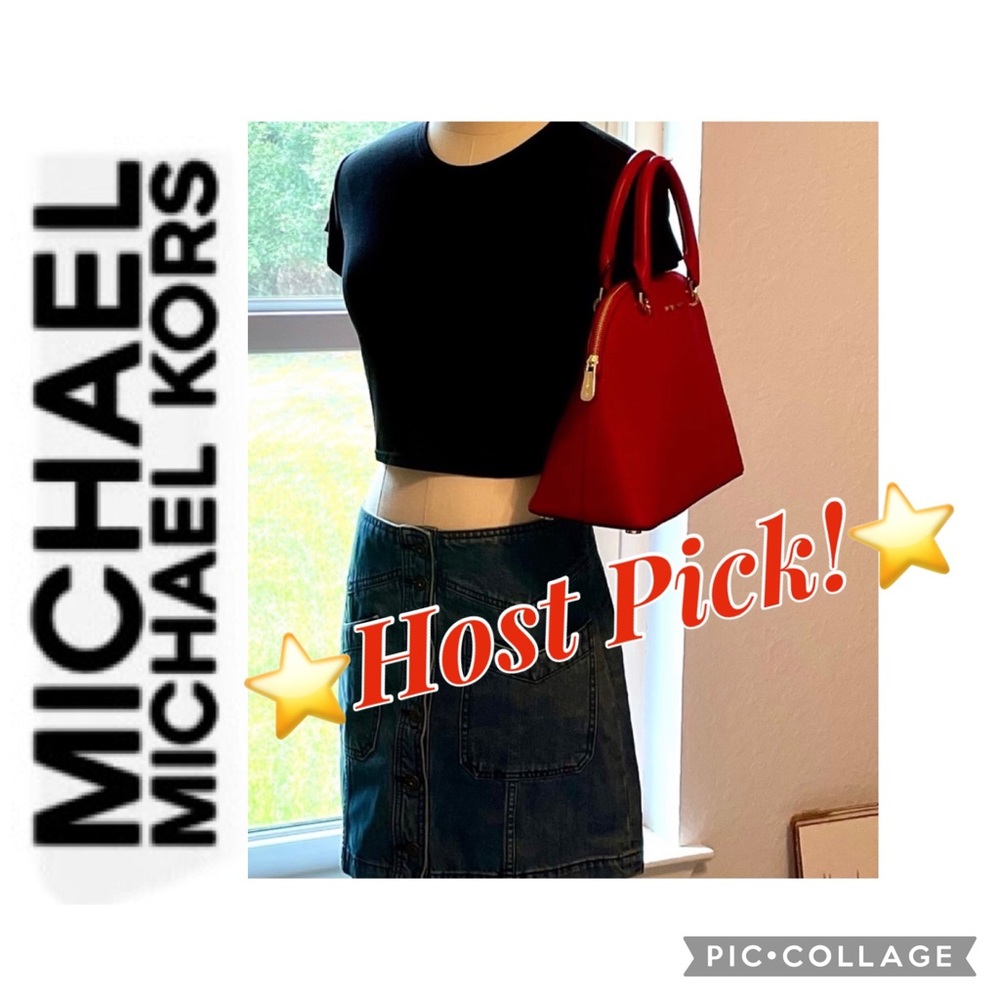 Leather Dome Satchel w/Shoulder Strap, Scarlet, Michael Kors size Large - Picture 16 of 16
